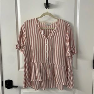 Madewell Stripes Popover Top with Peplum